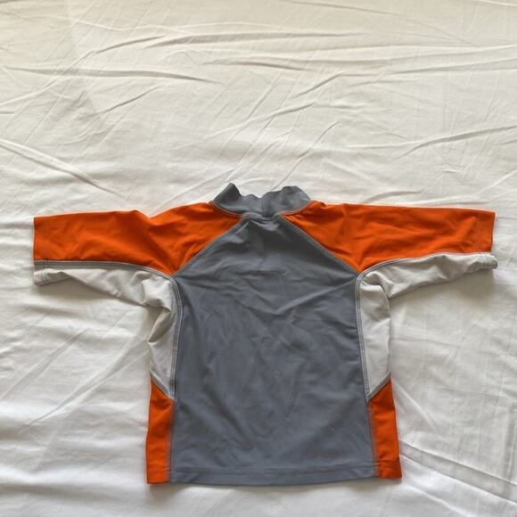 L.L.Bean Kids water Top Athletic rash guard gray orange sz S/4 swim summer - Picture 3 of 3
